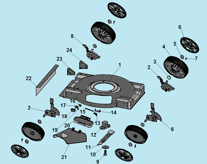2 НОЖ - АДАПТЕР - КОЛЕСА - РЕМЕНЬ ГАЗОНОКОСИЛКА CHAMPION LM5127