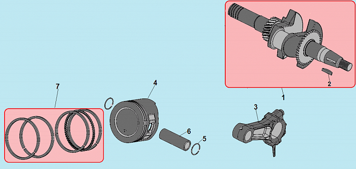 5 ПОРШЕНЬ -ЦИЛИНДР -КОЛЕНВАЛ- КОЛЬЦА МОТОПОМПА CHAMPION GP80