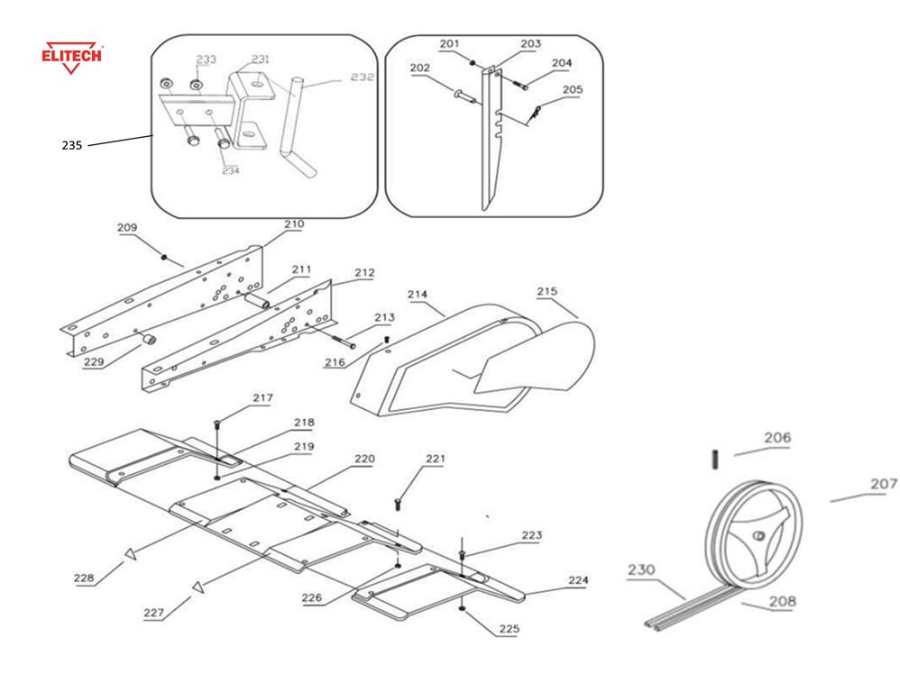 ЗАПЧАСТИ ДЛЯ КУЛЬТИВАТОРА БЕНЗИНОВОГО ELITECH КБ 71М (РАМА)