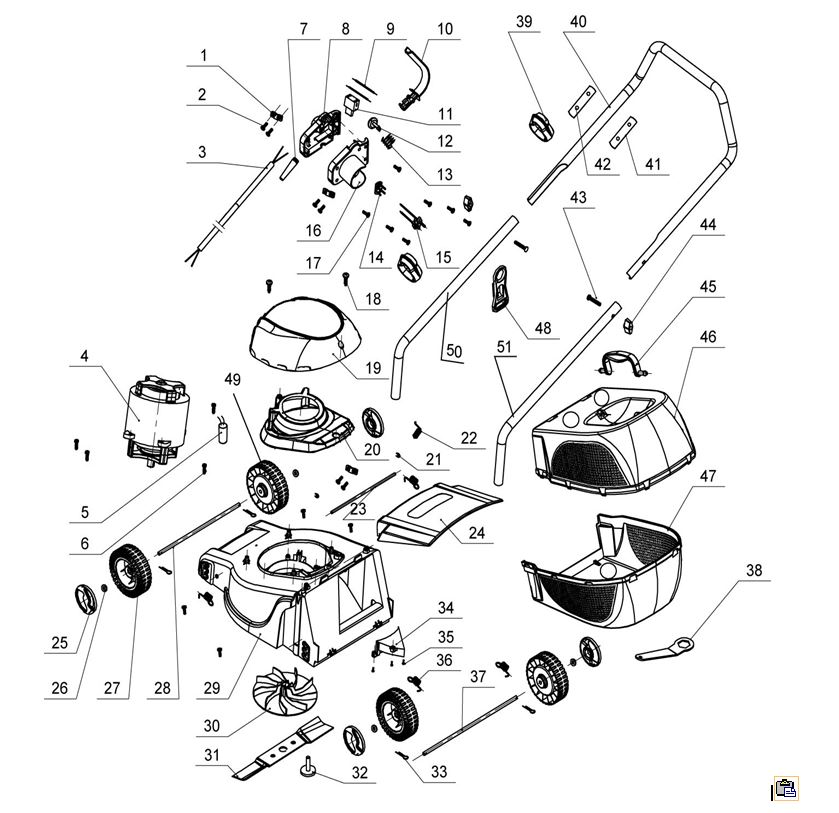 ЗАПЧАСТИ ДЛЯ ГАЗОНОКОСИЛКИ ЭЛЕКТРИЧЕСКОЙ ELITECH EK 1500