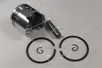 Поршень в сборе (для 52) 44х37-D10палец-38 2-кольца х2 1E44F-5