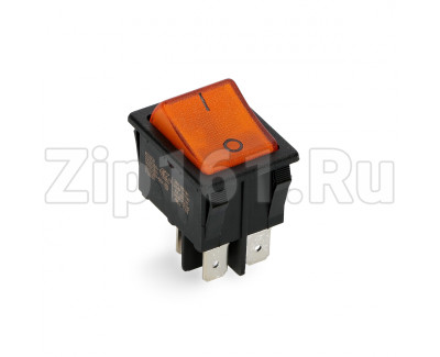 Кнопка универсальная биполярная желтого цвета 20A, 4 контакта 250V